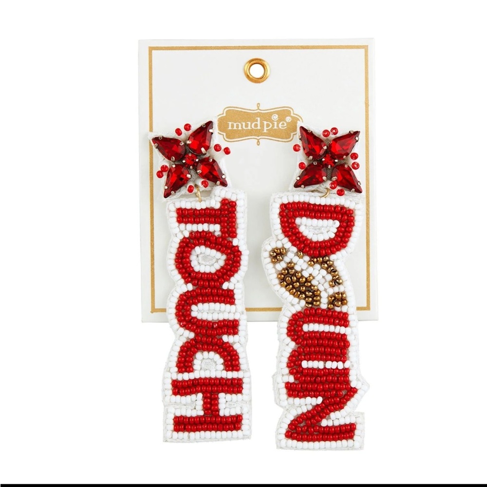 Mud Pie Game Day Beaded Earrings ‘Touch Down’